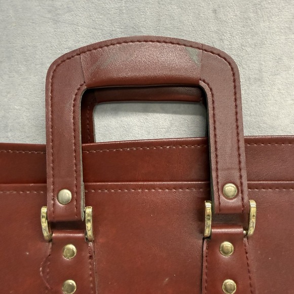 Airway Brown Business Case Mens 16" Vinyl Briefcase Soft Sided Portfolio Bag - Picture 4 of 13